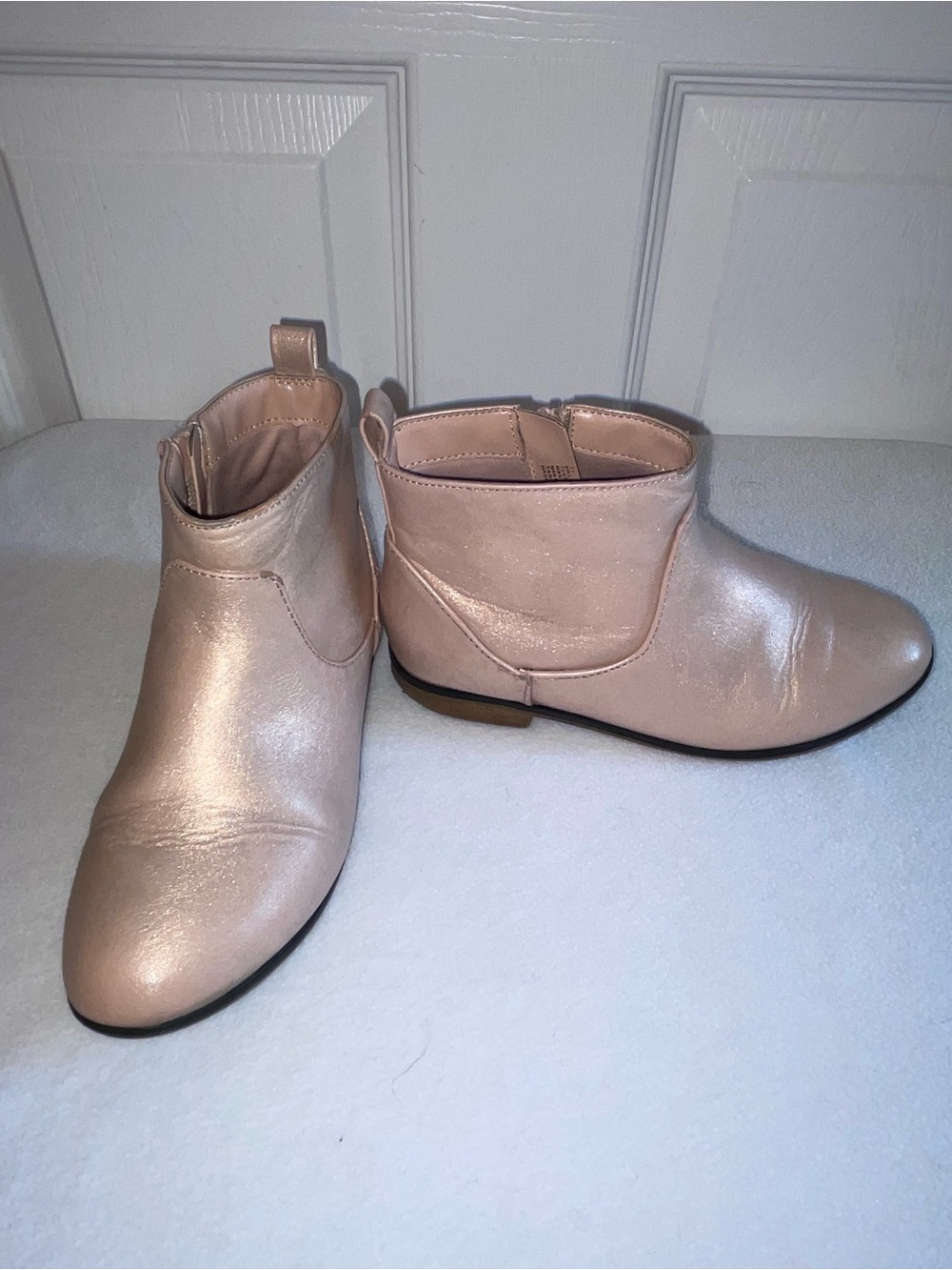 Cat & Jack Girls' Metallic Blush Pink Ankle Boots